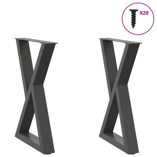 Anthracite Steel Dining Table Legs 2 pcs, Adjustable 50x(72-73.3)cm