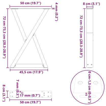 Anthracite Steel Dining Table Legs 2 pcs, Adjustable 50x(72-73.3)cm