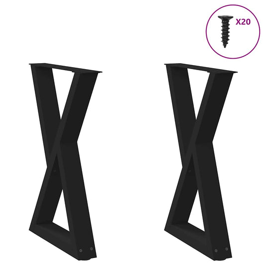 Black Steel Dining Table Legs 2pcs, Adjustable 60x(72-73.3) cm