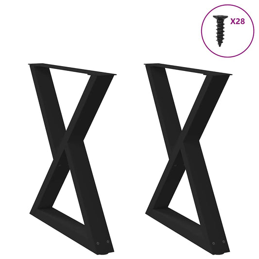 Black Steel Dining Table Legs 2 pcs, Adjustable 80x(72-73.3) cm