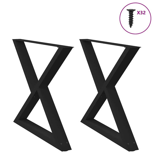 Black Steel Dining Table Legs, Adjustable Height 90cm - Set of 2