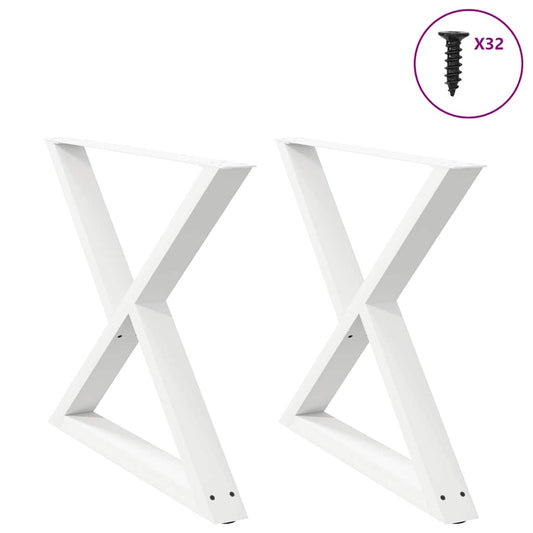White Steel Dining Table Legs, 2 pcs, Adjustable Height 90 cm