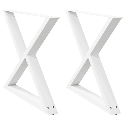 White Steel Dining Table Legs, 2 pcs, Adjustable Height 90 cm