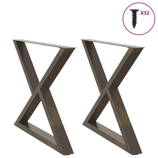 Natural Steel Dining Table Legs 2pcs Adjustable Height 90x72-73.3 cm