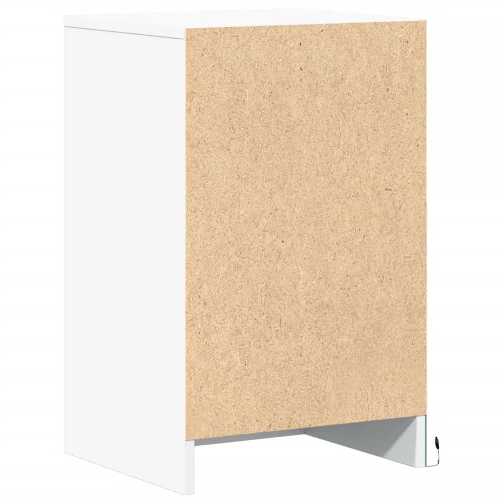 White Engineered Wood LED Bedside Cabinets - Set of 2