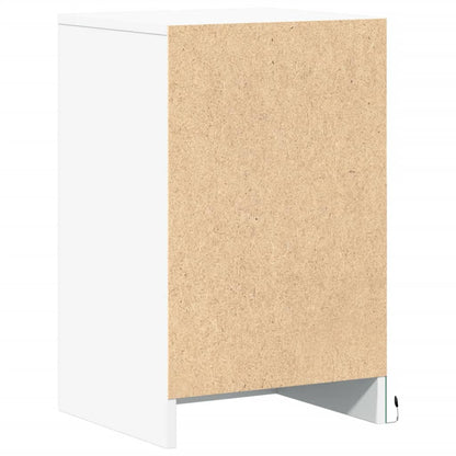 White Engineered Wood LED Bedside Cabinets - Set of 2