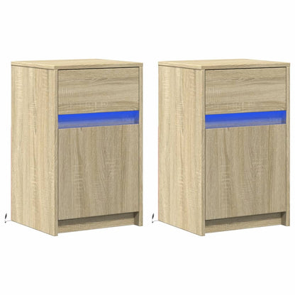 Sonoma Oak LED Bedside Cabinets 2 pcs - Engineered Wood