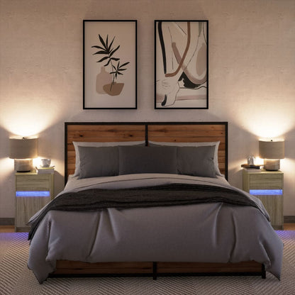 Sonoma Oak LED Bedside Cabinets 2 pcs - Engineered Wood