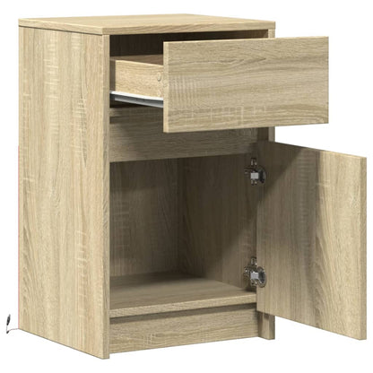 Sonoma Oak LED Bedside Cabinets 2 pcs - Engineered Wood