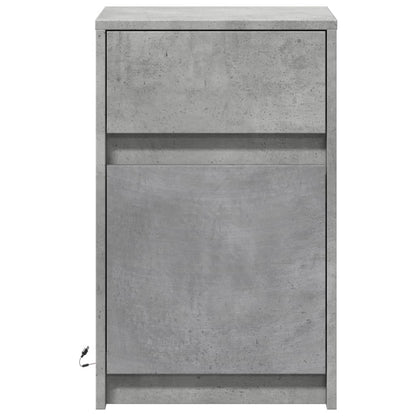 Concrete Grey LED Bedside Cabinets - Set of 2, Engineered Wood