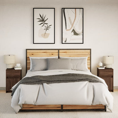 LED Bedside Cabinets, 2 pcs Brown Oak, Engineered Wood