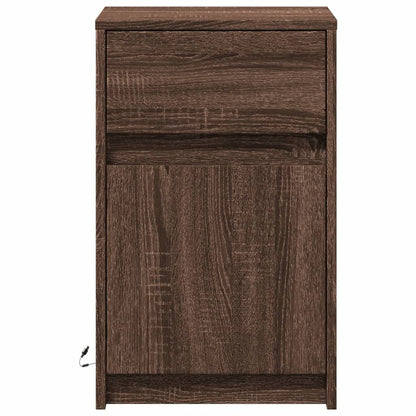 LED Bedside Cabinets, 2 pcs Brown Oak, Engineered Wood