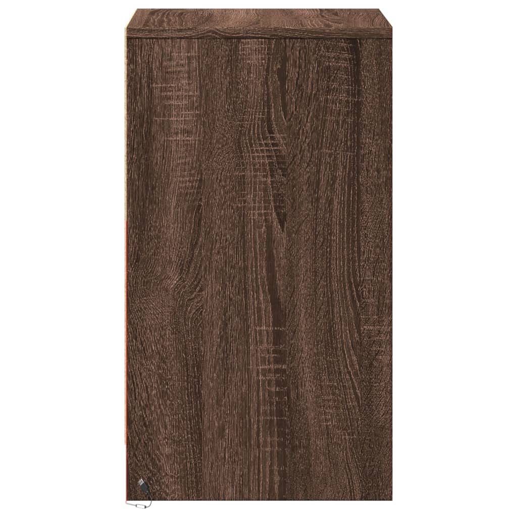LED Bedside Cabinets, 2 pcs Brown Oak, Engineered Wood