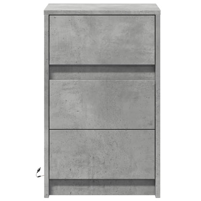 Concrete Grey LED Bedside Cabinet - Stylish Engineered Wood Design