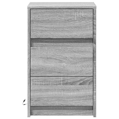 Grey Sonoma LED Bedside Cabinet - Engineered Wood Nightstand