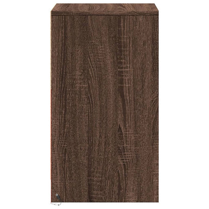 Brown Oak Bedside Cabinet with LED Lights - Engineered Wood