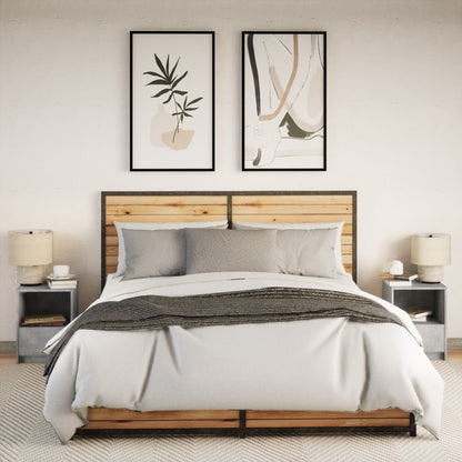 Concrete Grey LED Bedside Cabinets 2 pcs - Engineered Wood