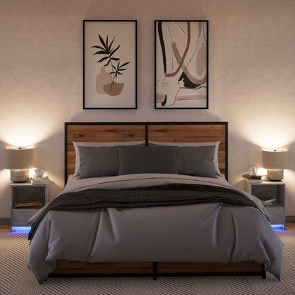 Concrete Grey LED Bedside Cabinets 2 pcs - Engineered Wood