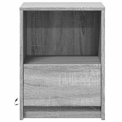 Grey Sonoma LED Bedside Cabinets - Set of 2, Engineered Wood
