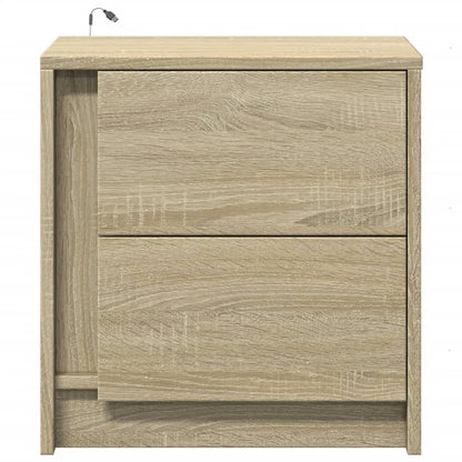 Sonoma Oak LED Bedside Cabinets - 2 pcs, Engineered Wood