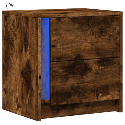 Smoked Oak LED Bedside Cabinet | Engineered Wood Nightstand