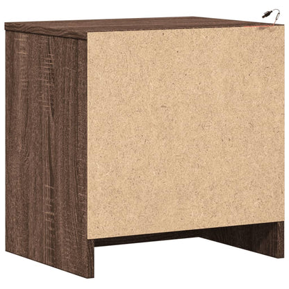 LED Bedside Cabinet in Brown Oak Engineered Wood