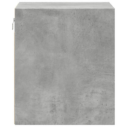 Concrete Grey Wall-Mounted Bedside Cabinet with LED Lights