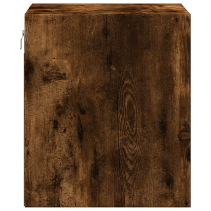 Smoked Oak LED Wall-Mounted Bedside Cabinets - Set of 2