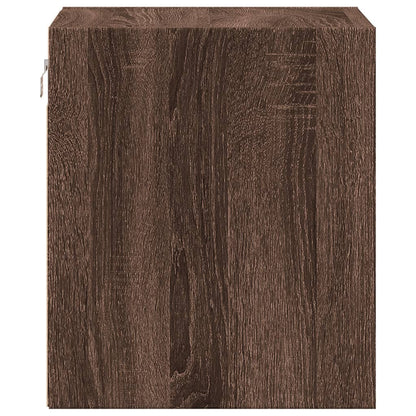 LED Wall-Mounted Bedside Cabinets, Brown Oak, 2 pcs