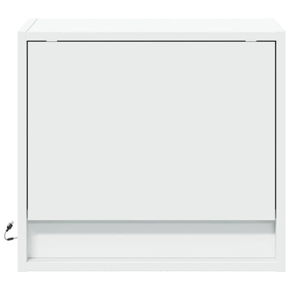 White Wall-mounted Bedside Cabinet with LED Lights