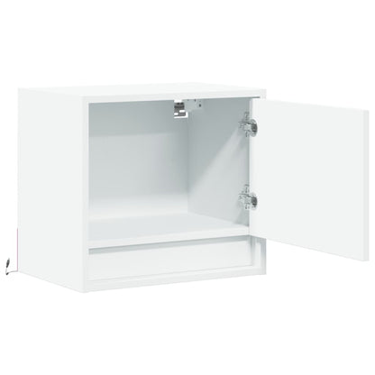 White Wall-mounted Bedside Cabinet with LED Lights