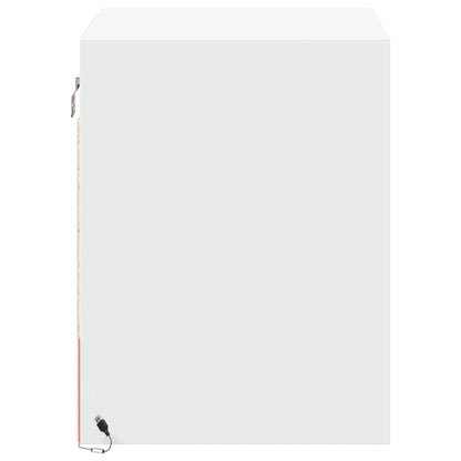 White Wall-mounted Bedside Cabinet with LED Lights