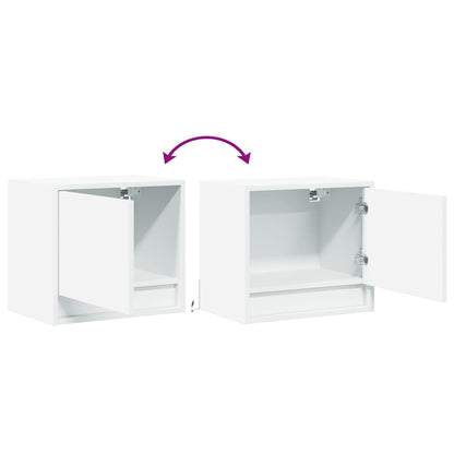 White Wall-mounted Bedside Cabinet with LED Lights