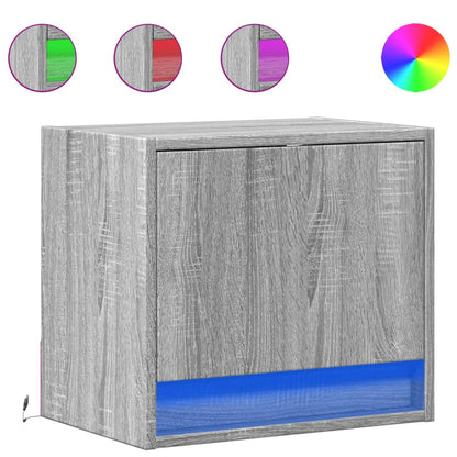 Grey Sonoma Wall-Mounted Bedside Cabinet with LED Lights