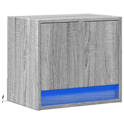 Grey Sonoma Wall-Mounted Bedside Cabinet with LED Lights