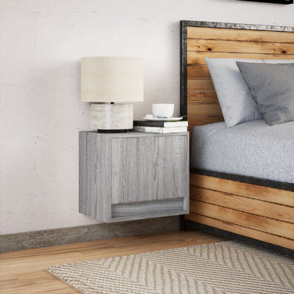 Grey Sonoma Wall-Mounted Bedside Cabinet with LED Lights