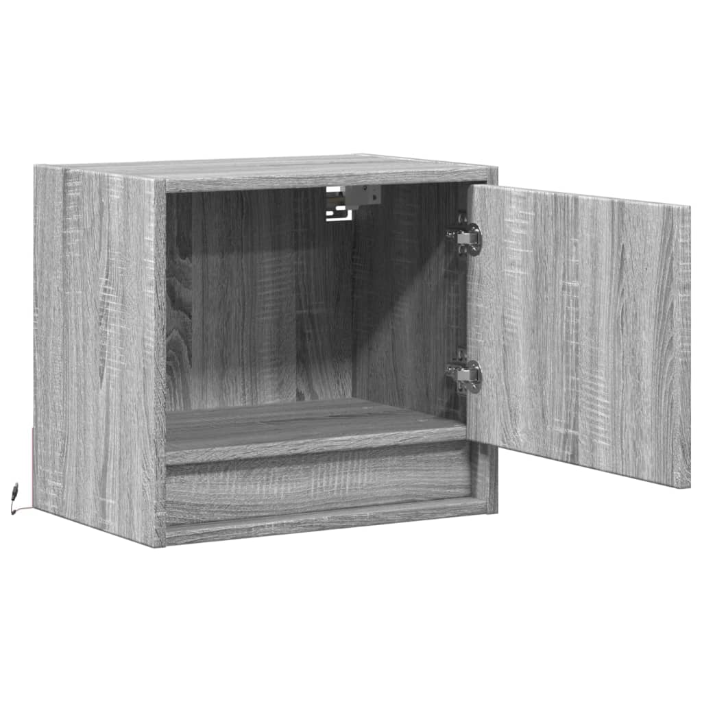 Grey Sonoma Wall-Mounted Bedside Cabinet with LED Lights