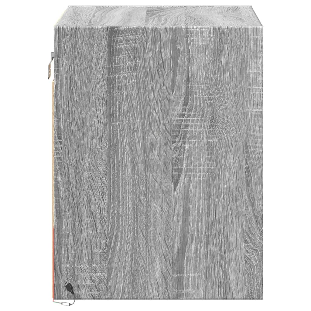 Grey Sonoma Wall-Mounted Bedside Cabinet with LED Lights