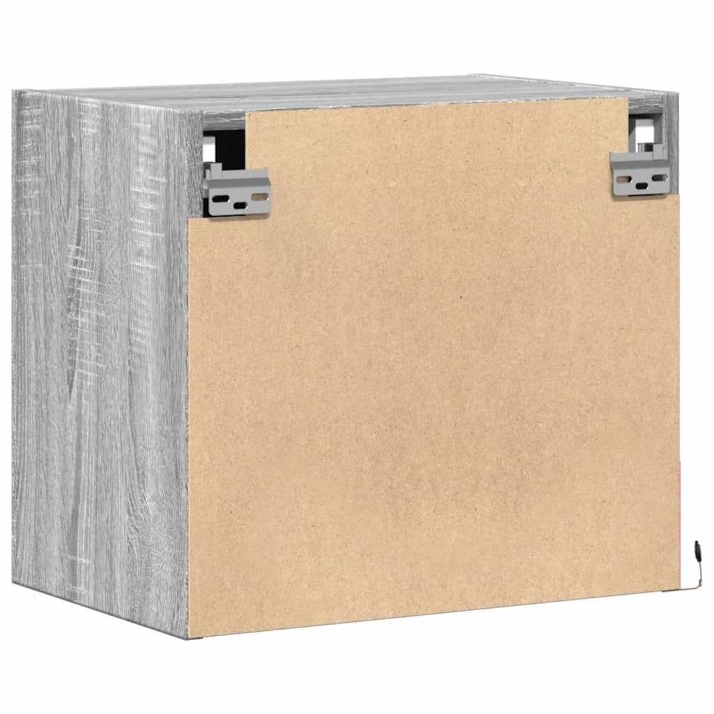 Grey Sonoma Wall-Mounted Bedside Cabinet with LED Lights