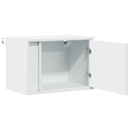 White Wall-Mounted Bedside Cabinets with LED Lights, 2-Pack