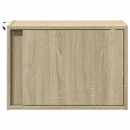 Sonoma Oak Wall-Mounted Bedside Cabinet with LED Lights