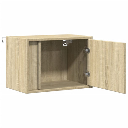 Sonoma Oak Wall-Mounted Bedside Cabinet with LED Lights