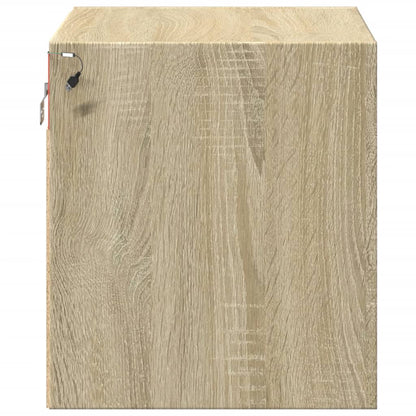 Sonoma Oak Wall-Mounted Bedside Cabinet with LED Lights