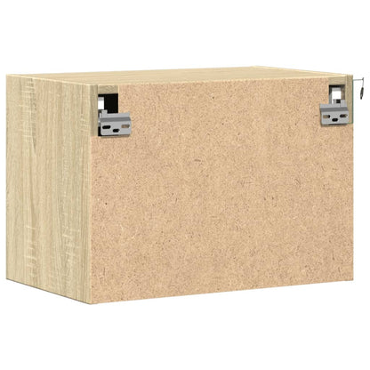 Sonoma Oak Wall-Mounted Bedside Cabinet with LED Lights