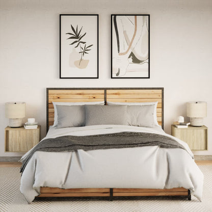 Sonoma Oak Wall-Mounted Bedside Cabinets 2 pcs with LED Lights