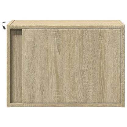 Sonoma Oak Wall-Mounted Bedside Cabinets 2 pcs with LED Lights