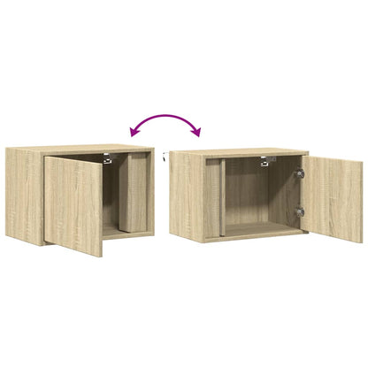 Sonoma Oak Wall-Mounted Bedside Cabinets 2 pcs with LED Lights