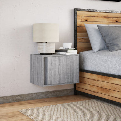 Grey Sonoma Wall-mounted Bedside Cabinet with LED Lights