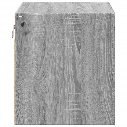 Grey Sonoma Wall-mounted Bedside Cabinet with LED Lights