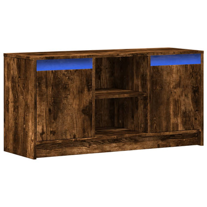 TV Cabinet with LED Smoked Oak 100x34x50 cm Engineered Wood